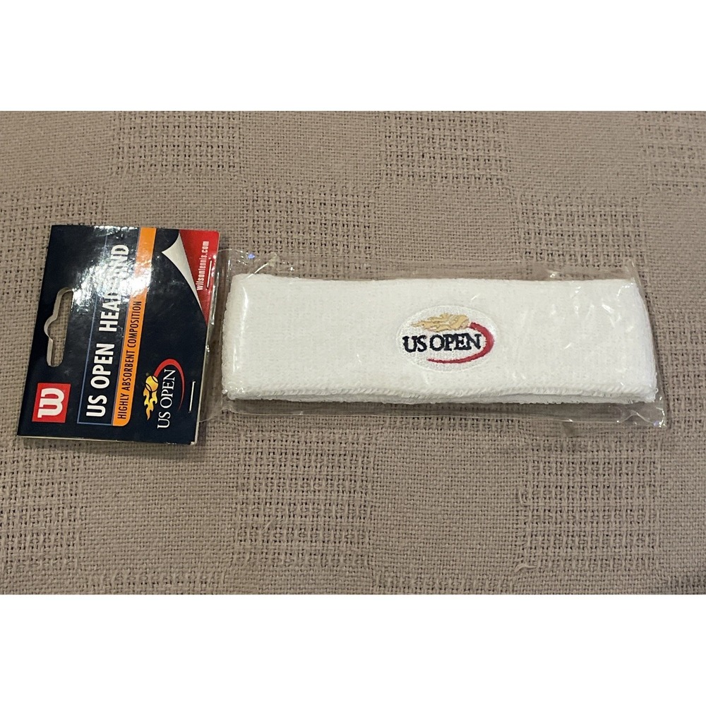 Wilson US Open Tennis Headband White Red Logo Old School Retro 2003 Vintage